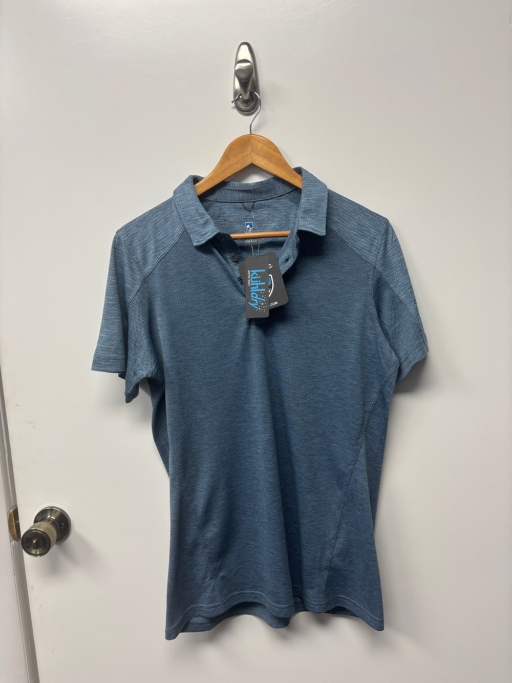 NWT Kuhldry Men's Small AKTIV KNIT Engineered Polo Shirt in Blue Cove